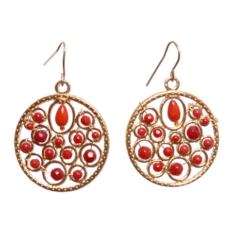 Small Red Circle Window Earrings