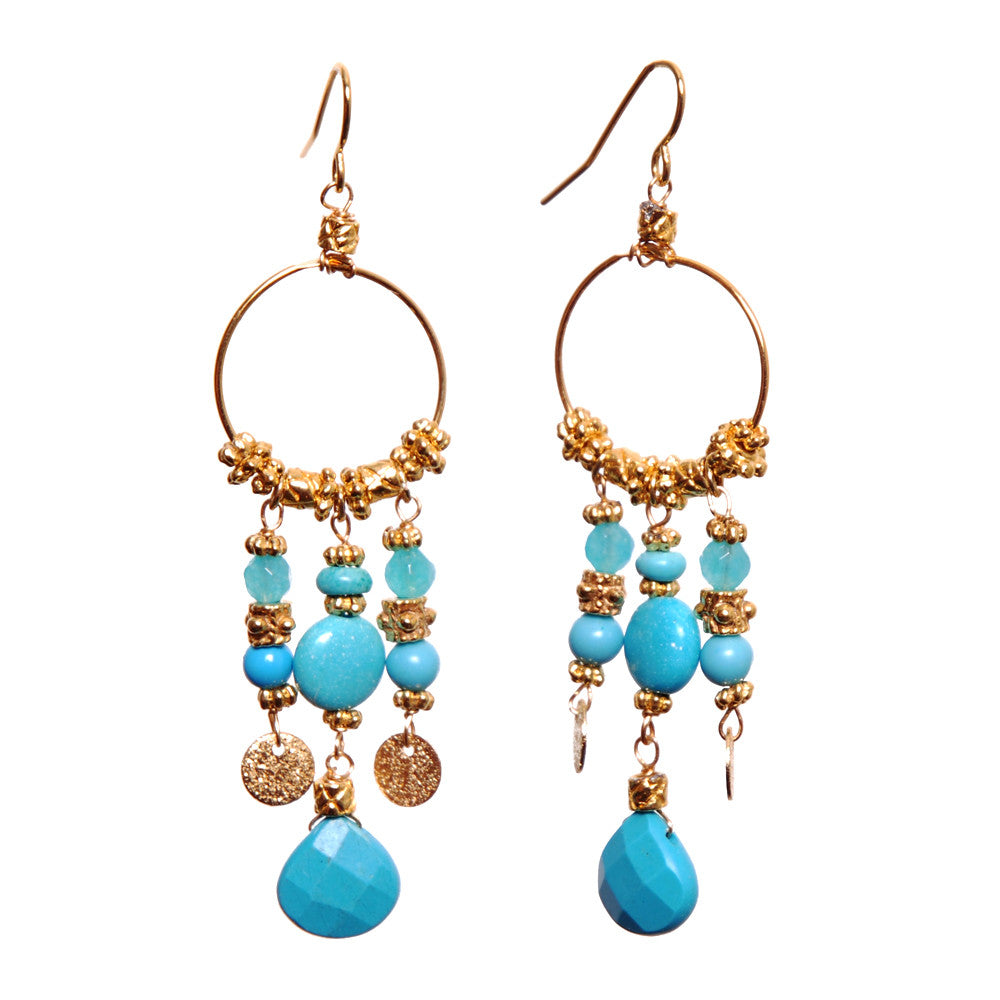Chandelier Cascade Gemstone Turquoise Earrings