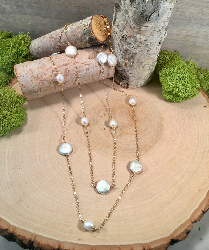 White Coin Pearl Necklace