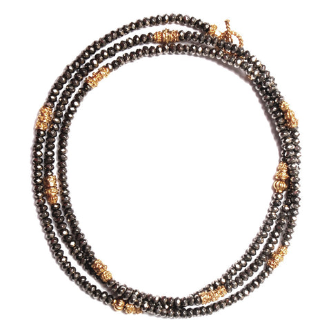 Gemstone Pyrite Bead Long Necklace