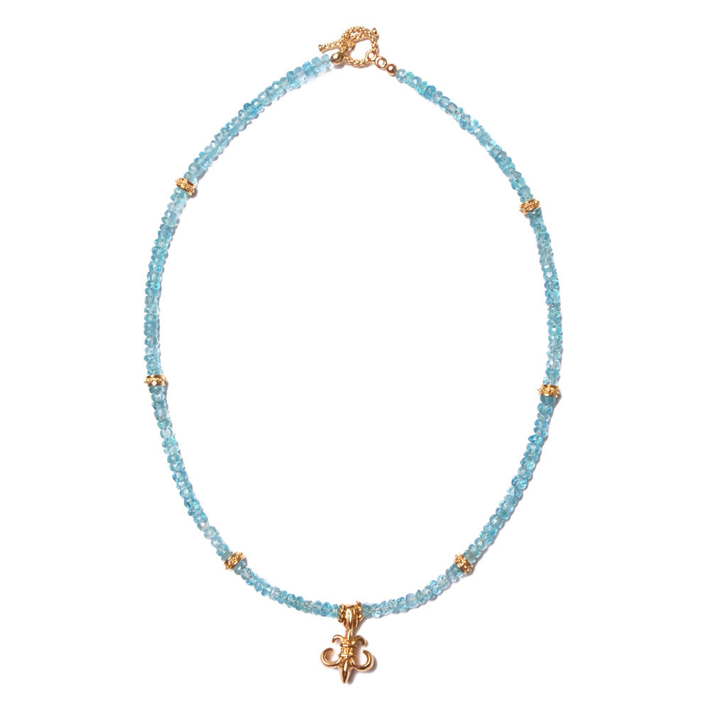 Gemstone Aqua Bead Short Necklace