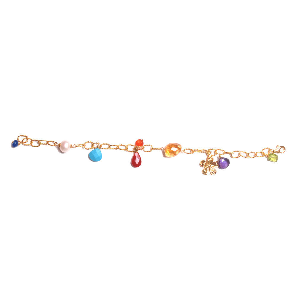 Hoop Chain Multi Gemstone Bracelet