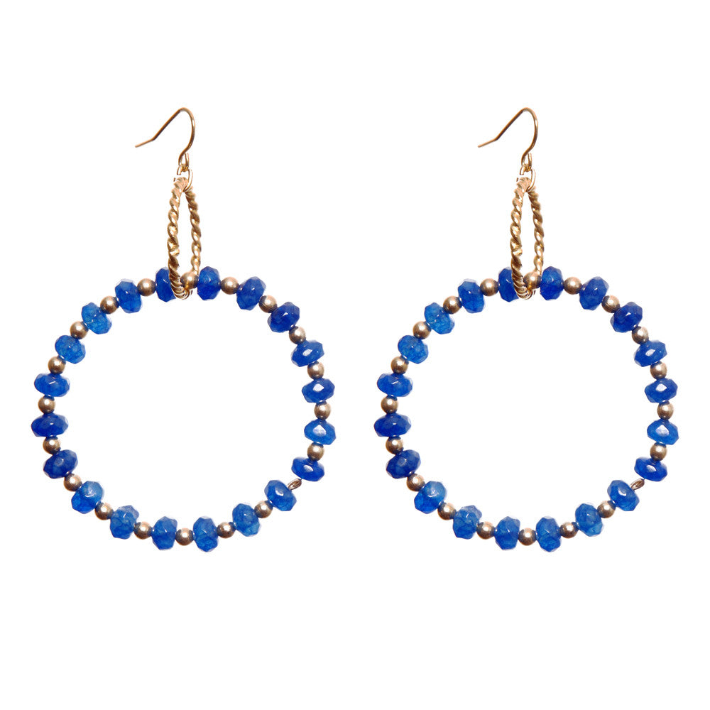 Hoop Blue Gemstone Earrings