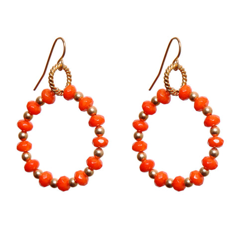 Hoop Orange Gemstone Earrings