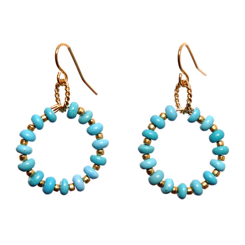 Hoop Turquoise Gemstone Earrings