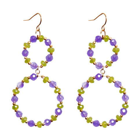 Hoop Purple Green Gemstone Earrings