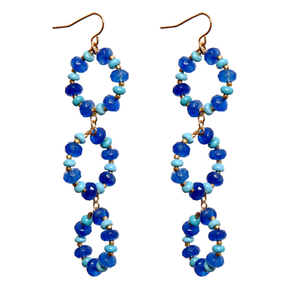 Hoop Turquoise Blue Gemstone Earrings
