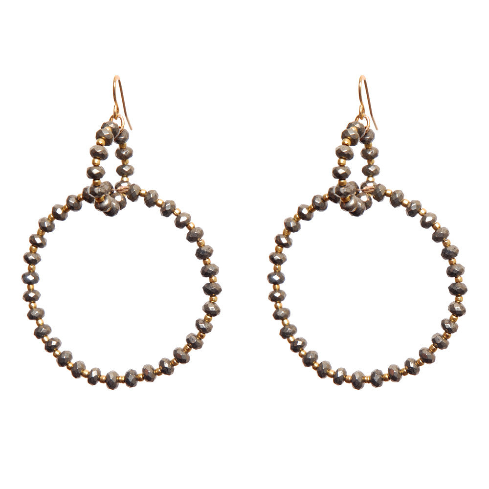 Hoop Pyrite Gemstone Earrings