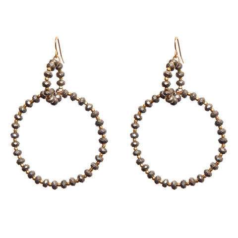 Hoop Pyrite Gemstone Earrings