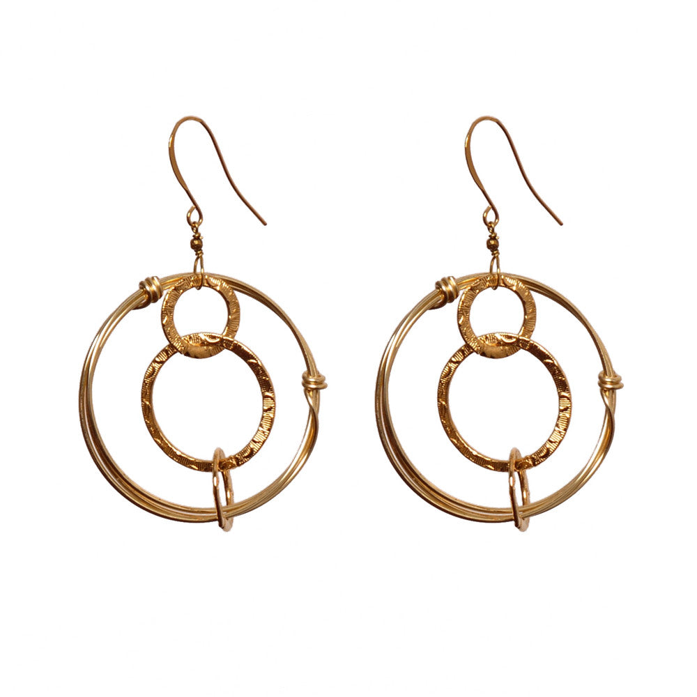 Original Hand Wrapped Hoop with Decorative Chain Earrings